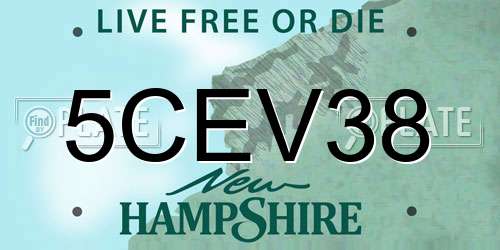 5CEV38 New Hampshire License Plate