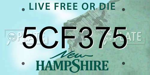 5CF375 New Hampshire License Plate