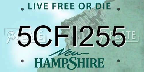 5CFI255 New Hampshire License Plate