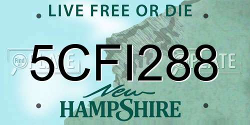 5CFI288 New Hampshire License Plate