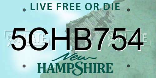 5CHB754 New Hampshire License Plate