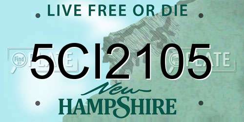 5CI2105 New Hampshire License Plate
