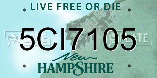 5CI7105 New Hampshire License Plate
