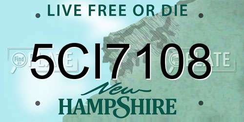 5CI7108 New Hampshire License Plate