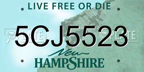 5CJ5523 New Hampshire License Plate