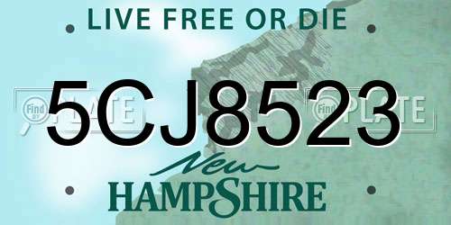5CJ8523 New Hampshire License Plate