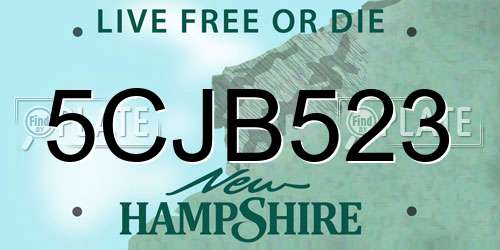 5CJB523 New Hampshire License Plate