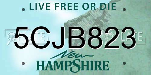 5CJB823 New Hampshire License Plate