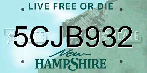 5CJB932 New Hampshire License Plate