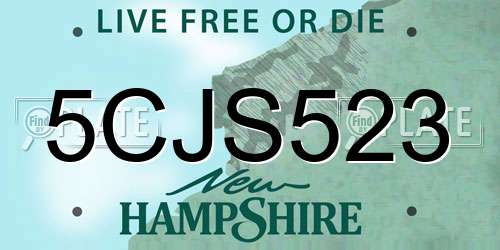5CJS523 New Hampshire License Plate