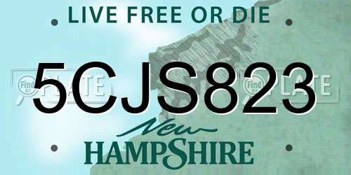 5CJS823 New Hampshire License Plate