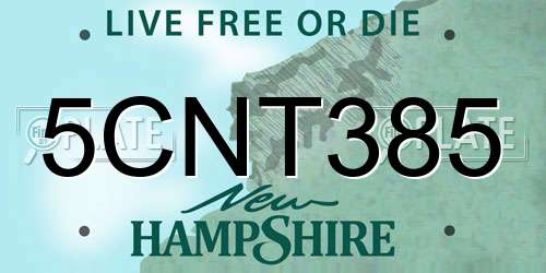 5CNT385 New Hampshire License Plate