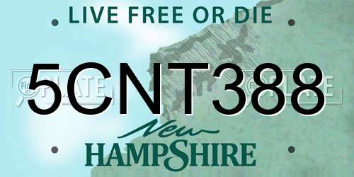5CNT388 New Hampshire License Plate