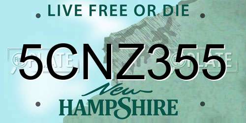 5CNZ355 New Hampshire License Plate