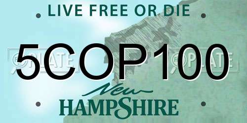 5COP100 New Hampshire License Plate
