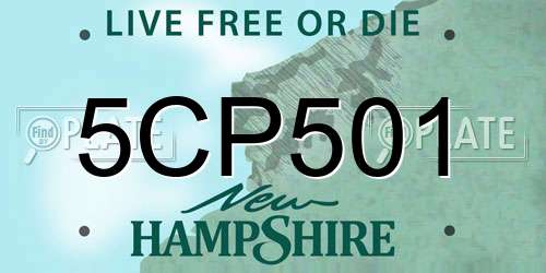 5CP501 New Hampshire License Plate