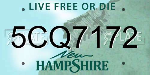 5CQ7172 New Hampshire License Plate