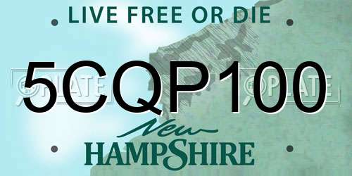 5CQP100 New Hampshire License Plate
