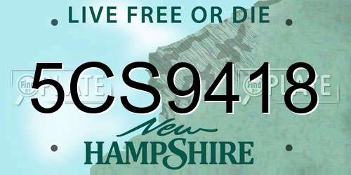 5CS9418 New Hampshire License Plate