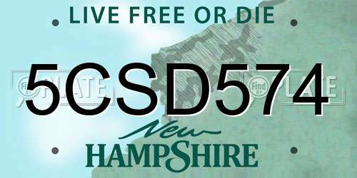 5CSD574 New Hampshire License Plate