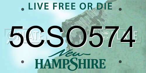 5CSO574 New Hampshire License Plate