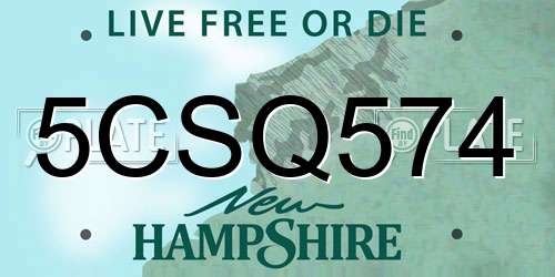 5CSQ574 New Hampshire License Plate