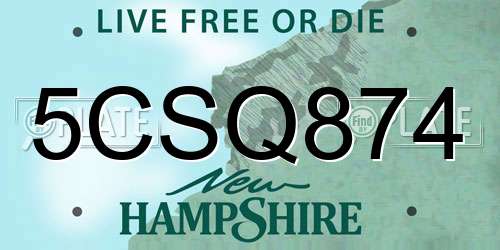 5CSQ874 New Hampshire License Plate