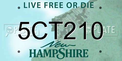 5CT210 New Hampshire License Plate