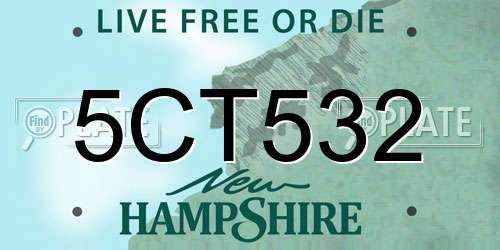 5CT532 New Hampshire License Plate