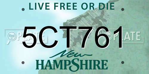 5CT761 New Hampshire License Plate