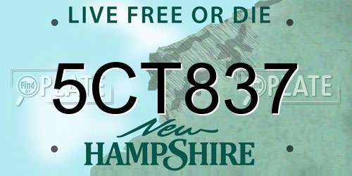 5CT837 New Hampshire License Plate