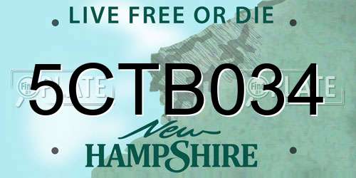 5CTB034 New Hampshire License Plate