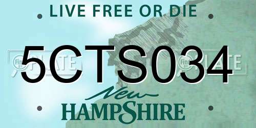 5CTS034 New Hampshire License Plate