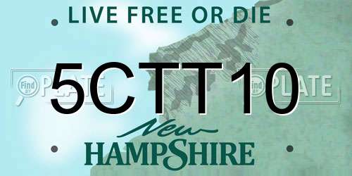 5CTT10 New Hampshire License Plate