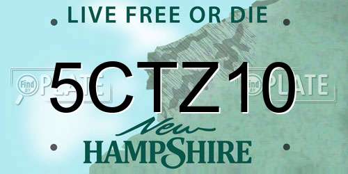 5CTZ10 New Hampshire License Plate