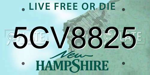 5CV8825 New Hampshire License Plate