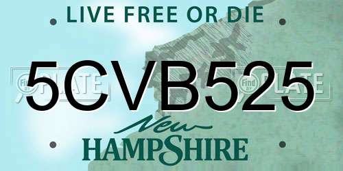5CVB525 New Hampshire License Plate