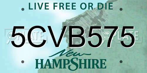 5CVB575 New Hampshire License Plate