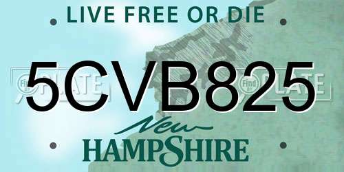 5CVB825 New Hampshire License Plate