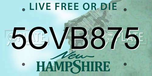 5CVB875 New Hampshire License Plate