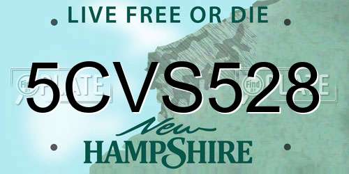 5CVS528 New Hampshire License Plate