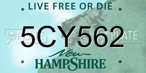 5CY562 New Hampshire License Plate