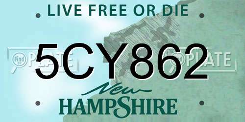 5CY862 New Hampshire License Plate