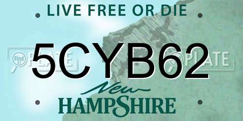 5CYB62 New Hampshire License Plate