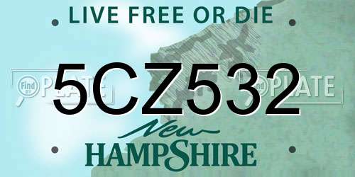 5CZ532 New Hampshire License Plate