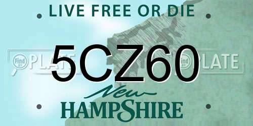 5CZ60 New Hampshire License Plate