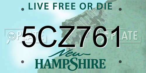 5CZ761 New Hampshire License Plate