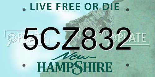 5CZ832 New Hampshire License Plate