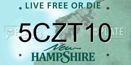 5CZT10 New Hampshire License Plate