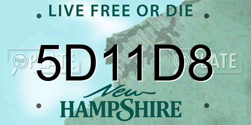 5D11D8 New Hampshire License Plate